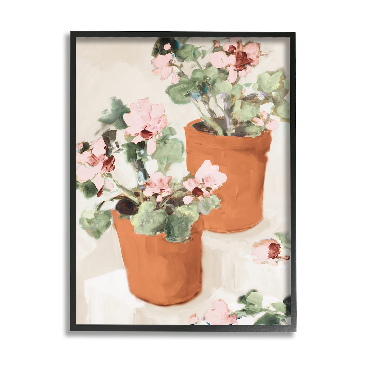 Stupell Industries Abstract Potted Flowers Soft Neutral Stair Still Life Framed Wall Art
